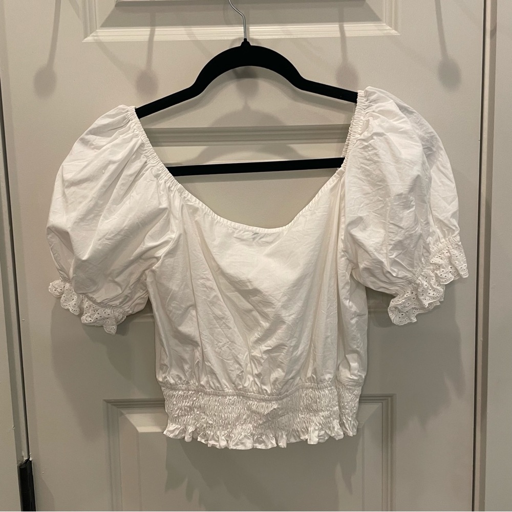 White Ruched Crop Top - Picture 2 of 3